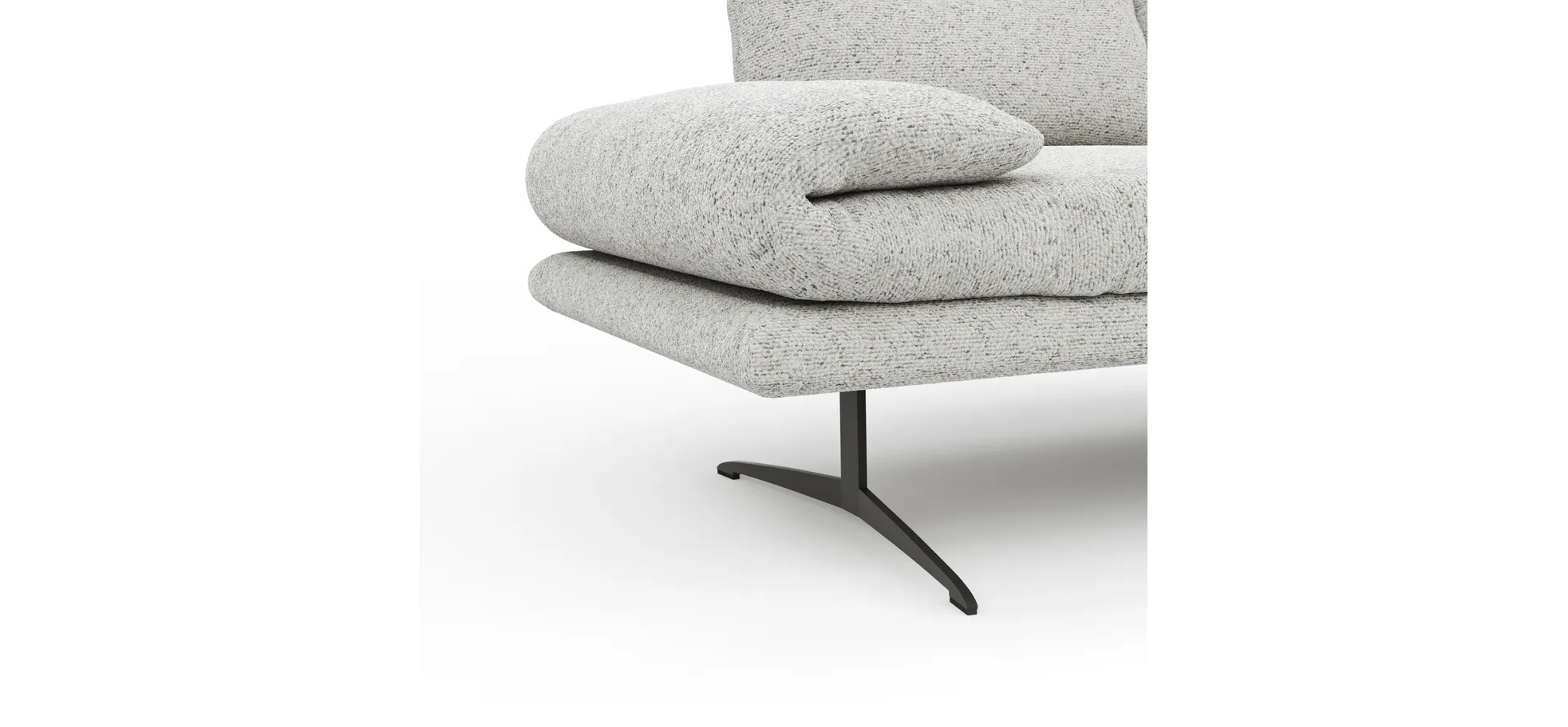 Sofa Lucero 2.0 - 2-Sitzer klein inkl. Drehsitz, Rollout-Armlehne und Sitztiefe verstellbar, Stoff, Offwhite