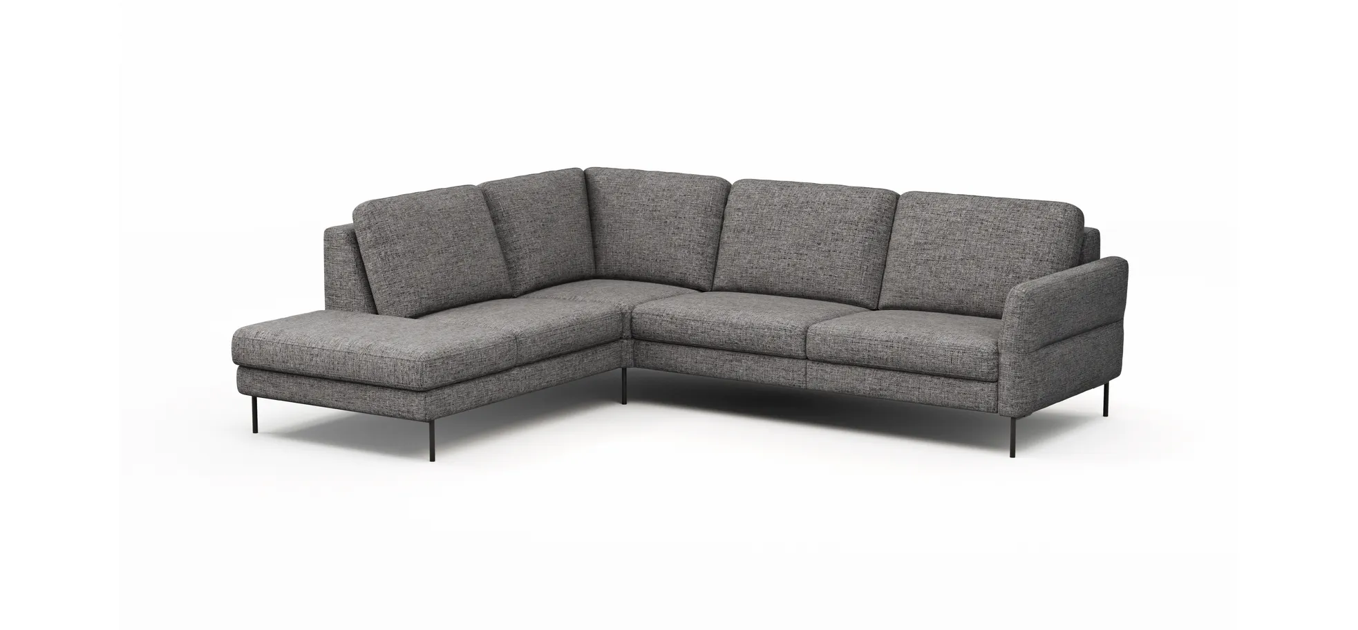Ecksofa  Enna - Ecke links, 3-Sitzer, Sitzvorzug (motorisch), Stoff, Graphit