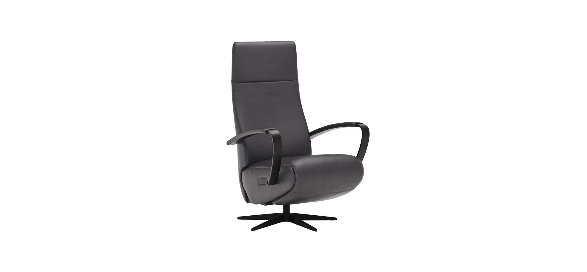 Relaxsessel Girona - Relaxfunktion (motorisch), Leder, Schwarz