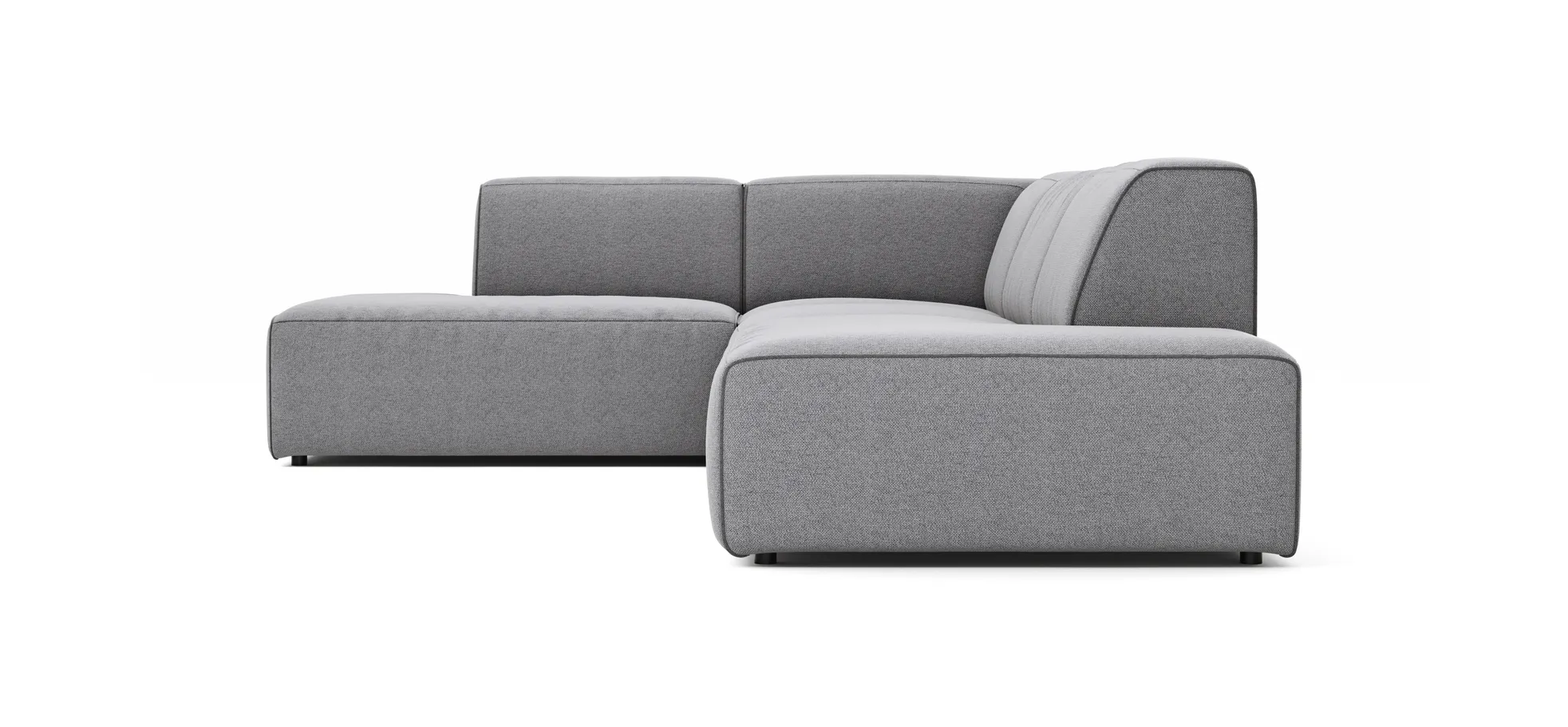 Ecksofa Elementos - Ecke links mit 1-Sitzer und Abschlusselement, Stoff, Grau
