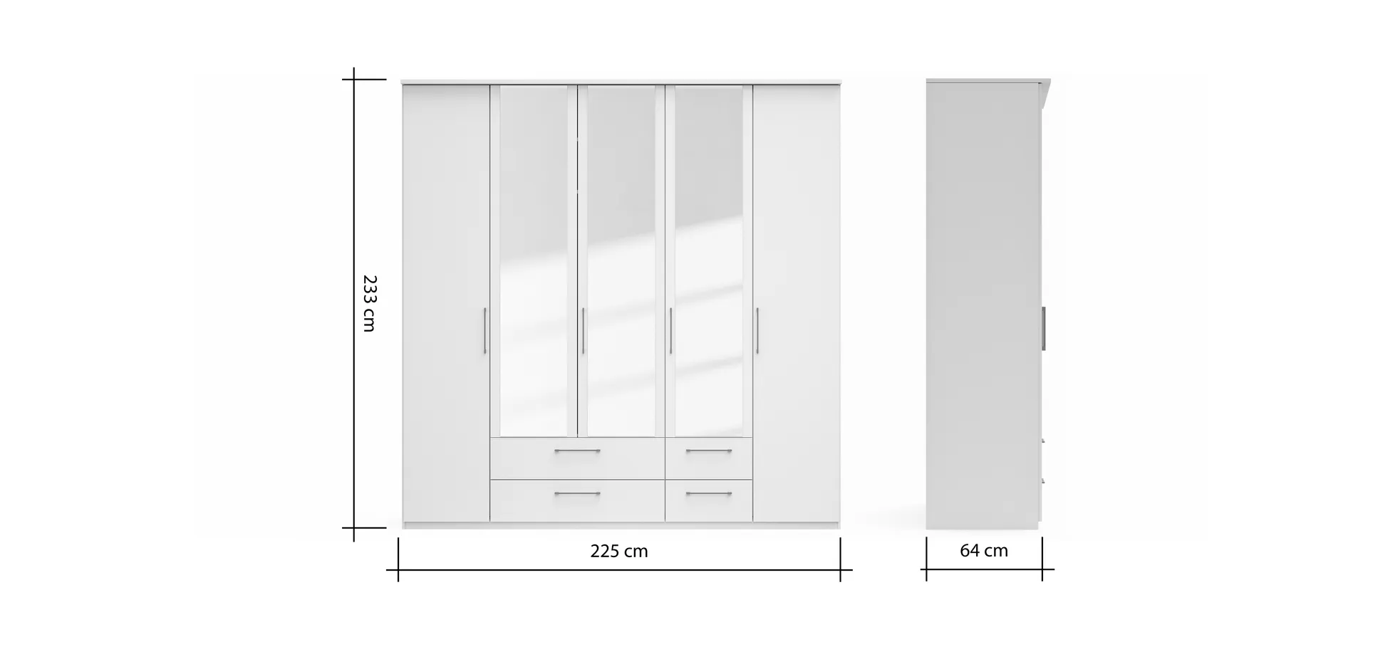 Drehtürenschrank Viana - B. ca. 225 cm, Lack, Weiß