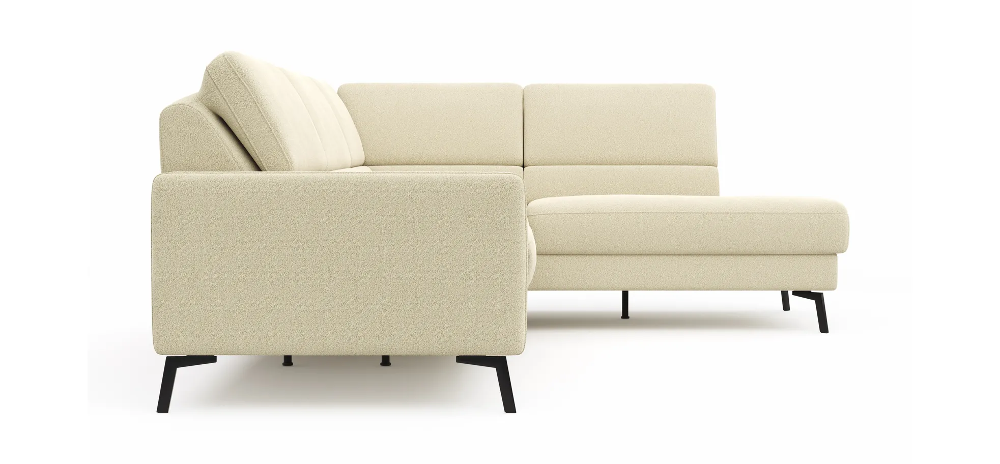 Ecksofa Valera - 3-Sitzer mit Ecke rechts inkl. Rückenlehne verstellbar, Stoff, Natur