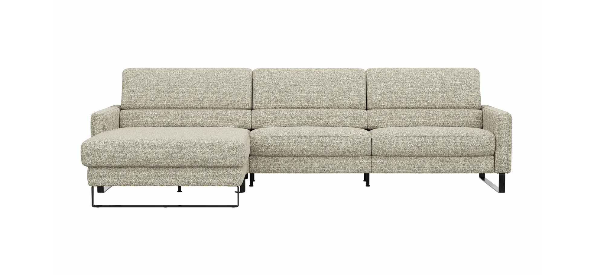 Ecksofa Valera - Longchair mit 3-Sitzer rechts inkl. Rückenlehne verstellbar, Stoff, Limone 202606