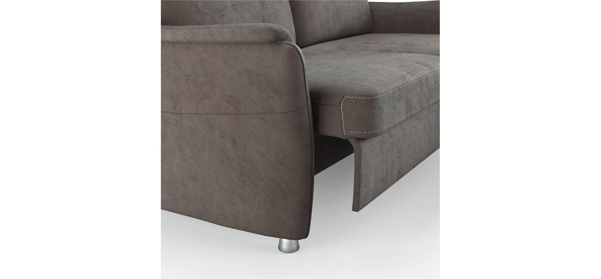 Sofa Arima - 2,5-Sitzer inkl. Sitzvorzug (motorisch) und Armlehnen verstellbar, Stoff, Dunkelbraun