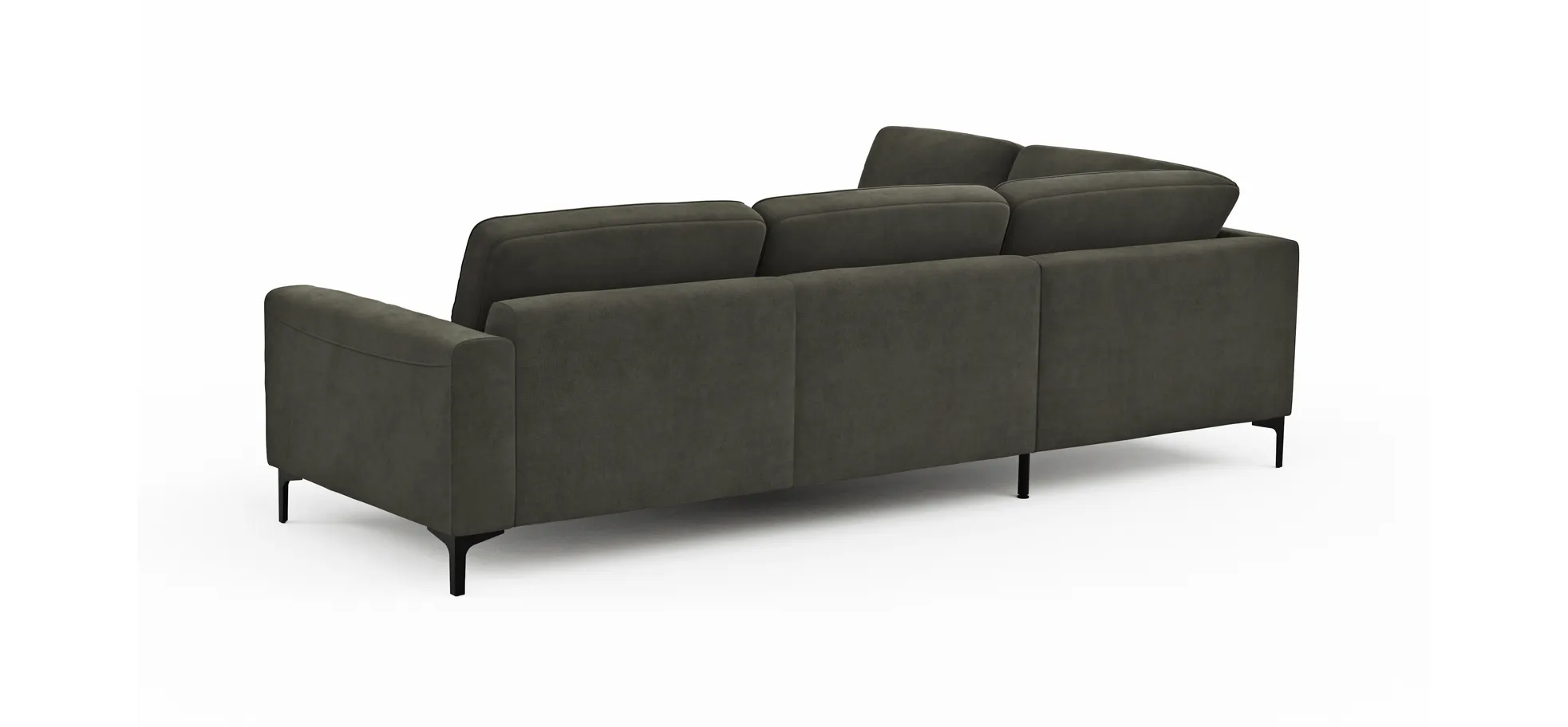 Ecksofa Oviedo - 2,5-Sitzer mit Ecke rechts, Stoff, Braungrün