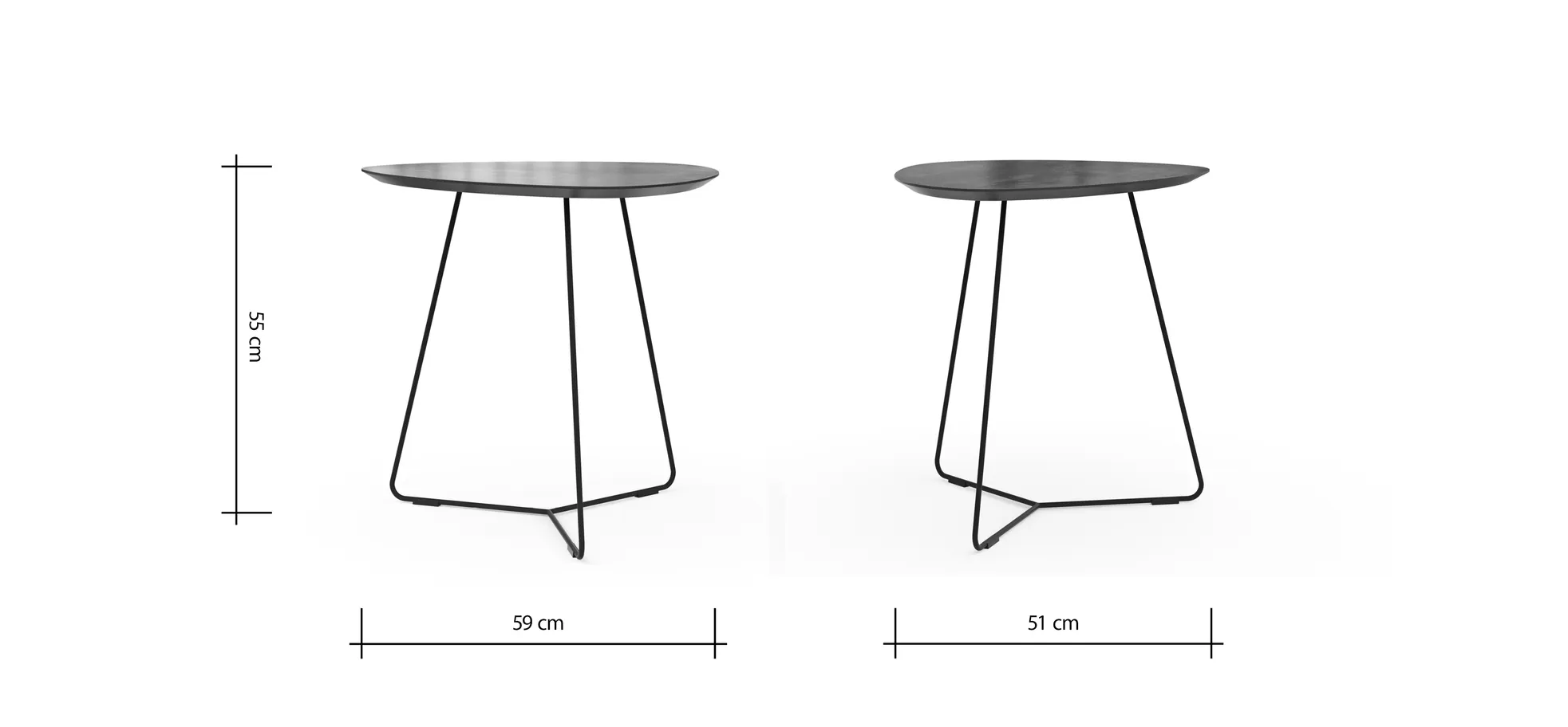 Ecktisch Fano - LBH ca. 59x50x55 cm, HPL Laminat, Graubraun