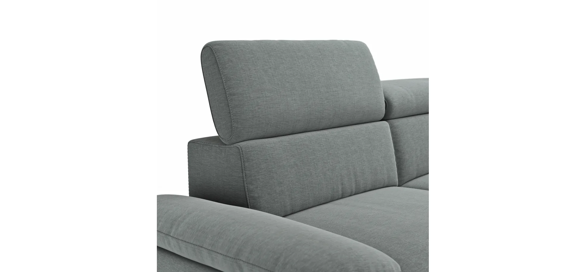 Sofa Felipa - 3-Sitzer inkl. Kopfteil verstellbar, Stoff, Grau