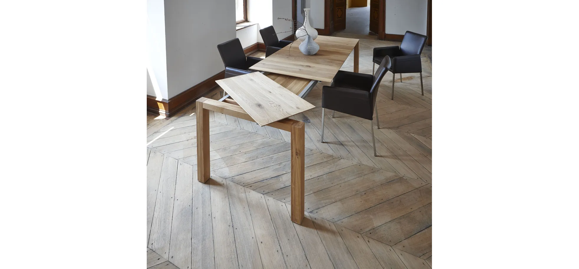 Esstisch 3400 - LB ca. 200x100 cm, ausziehbar, Asteiche massiv, Geölt