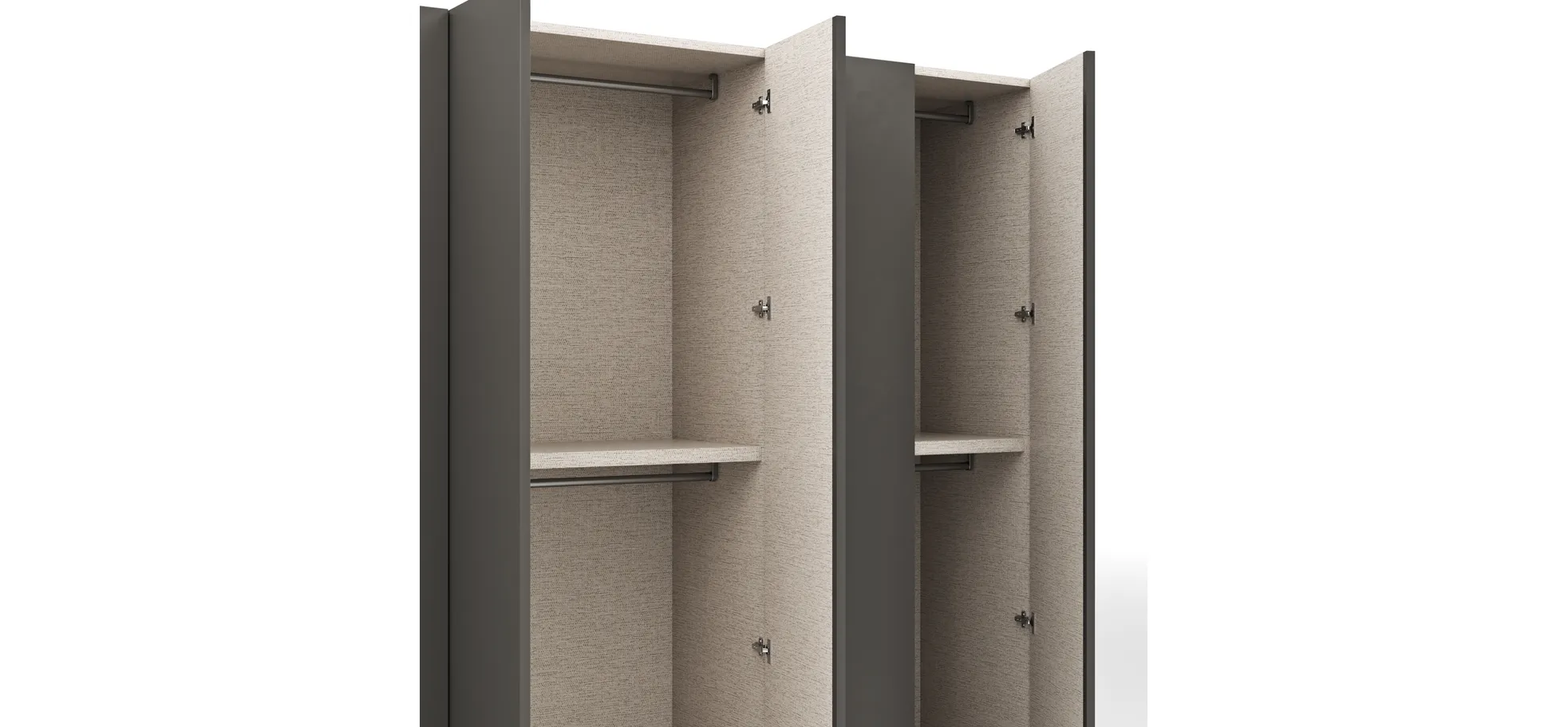 Drehtürenschrank Loretto - B ca. 280 cm, Melamin matt, Anthrazit