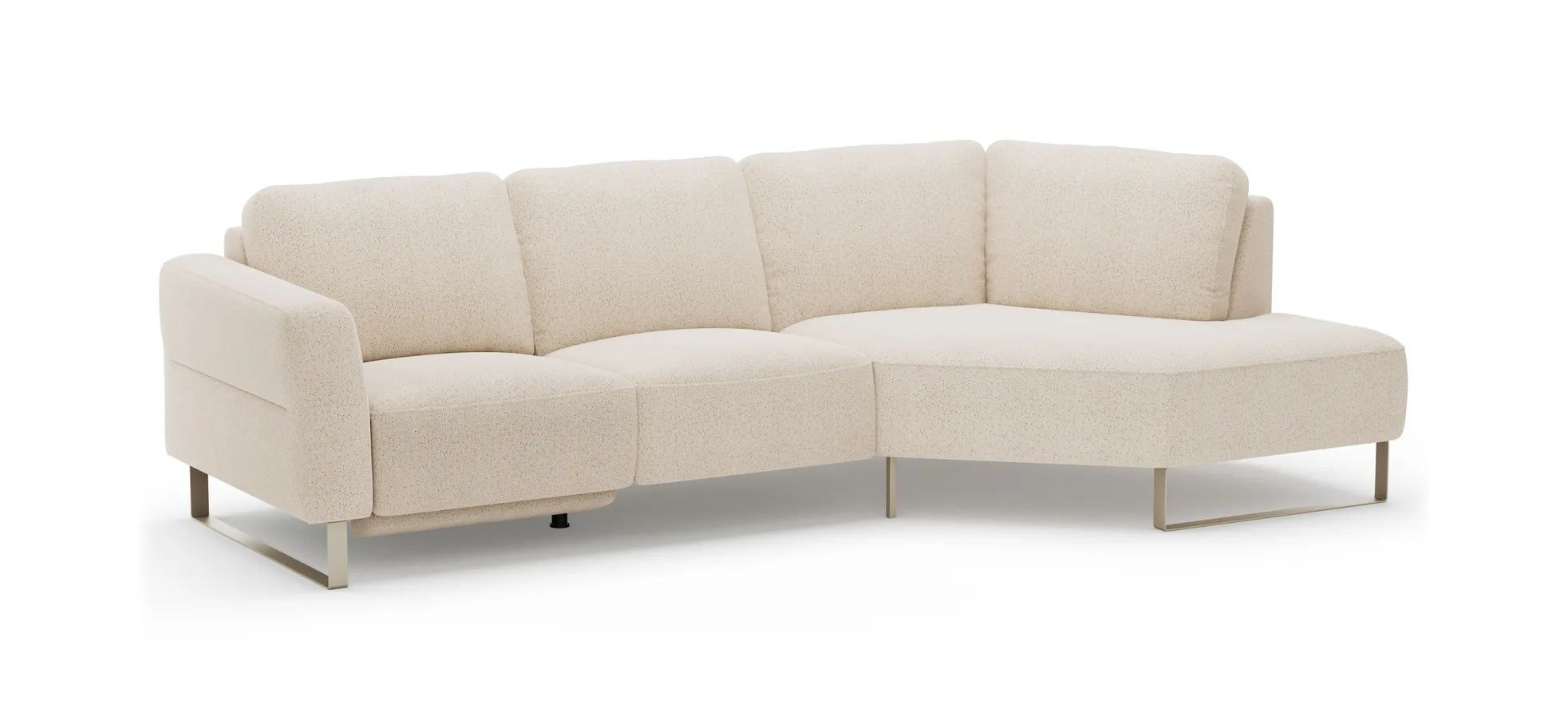 Ecksofa Leona - 2,5-Sitzer mit Ecke rechts inkl. Relaxfunktion motorisch, Stoff, Creme 