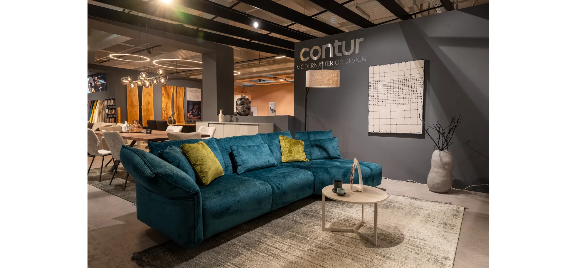 Ecksofa Motone - 2,5-Sitzer, Trapezsofa rechts, Stoff Türkis