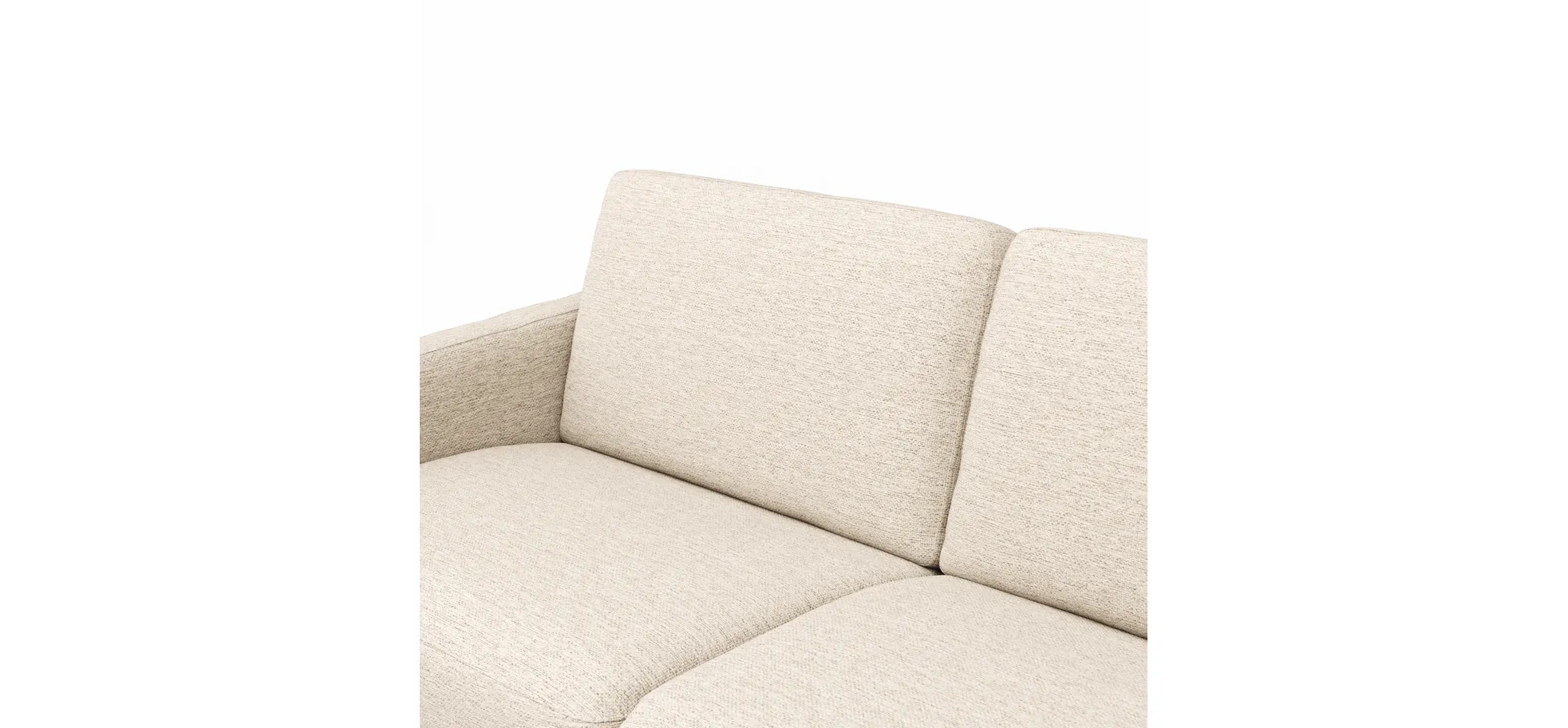Ecksofa Nuoro - 2-Sitzer mit Longchair rechts inkl. Schlaffunktion und Bettkasten, Stoff, Beige