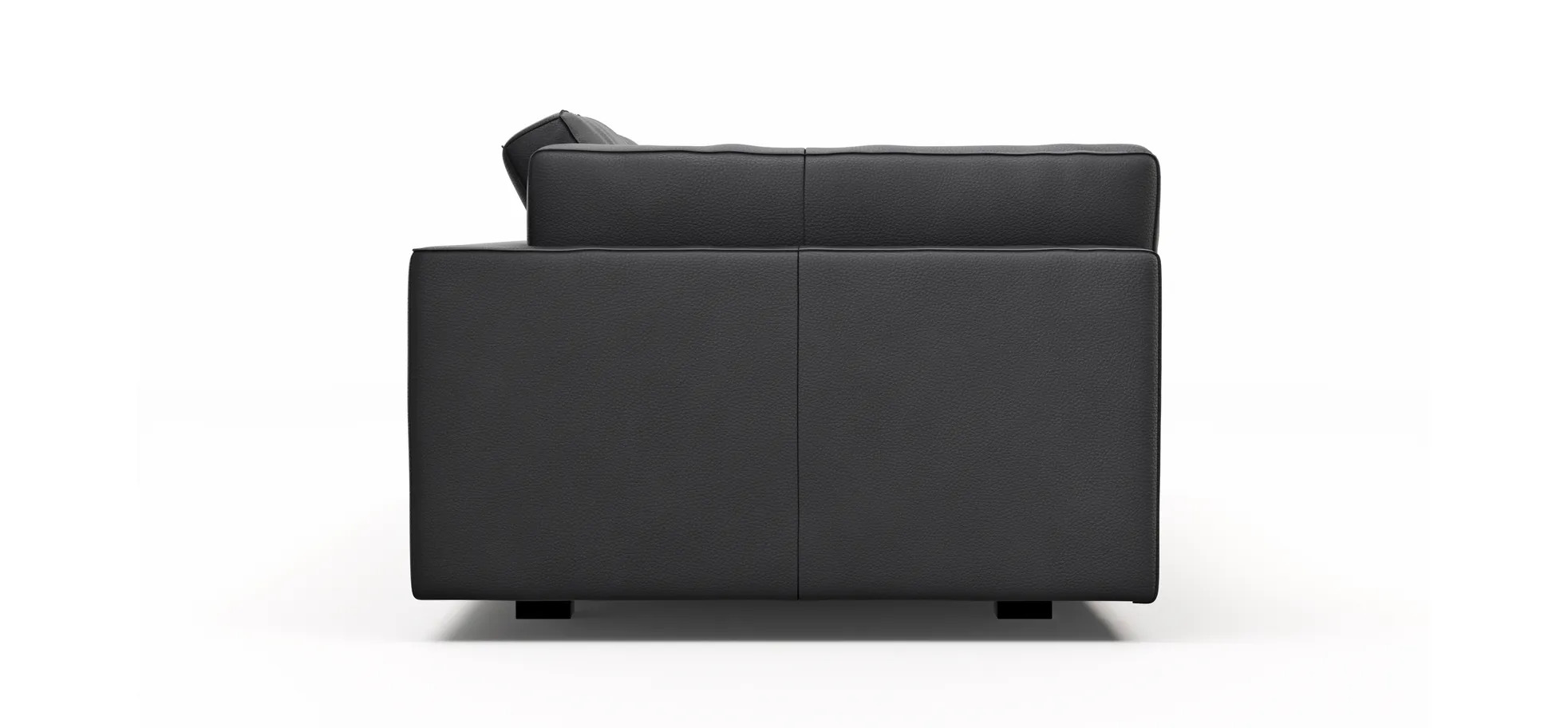 Sofa Aprino 3 - 3,5-Sitzer L, Dickleder, schwarz, Armlehne Kissen