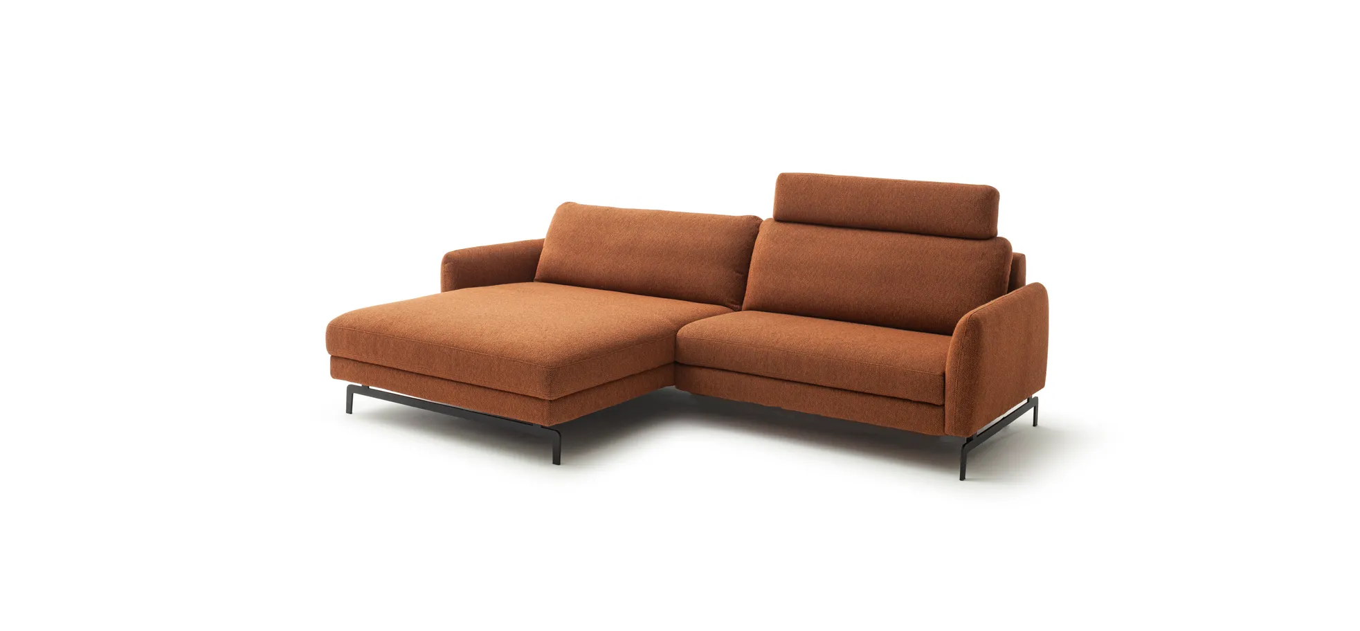 Ecksofa Enna - Longchair links mit 1,75-Sitzer, Stoff, Terracotta