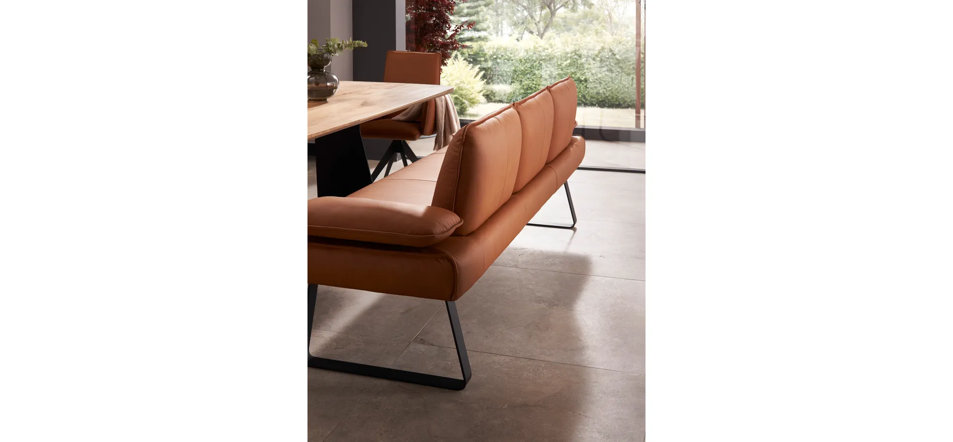 Polsterbank Elda - Breite ca. 236 cm, Leder, Cognac