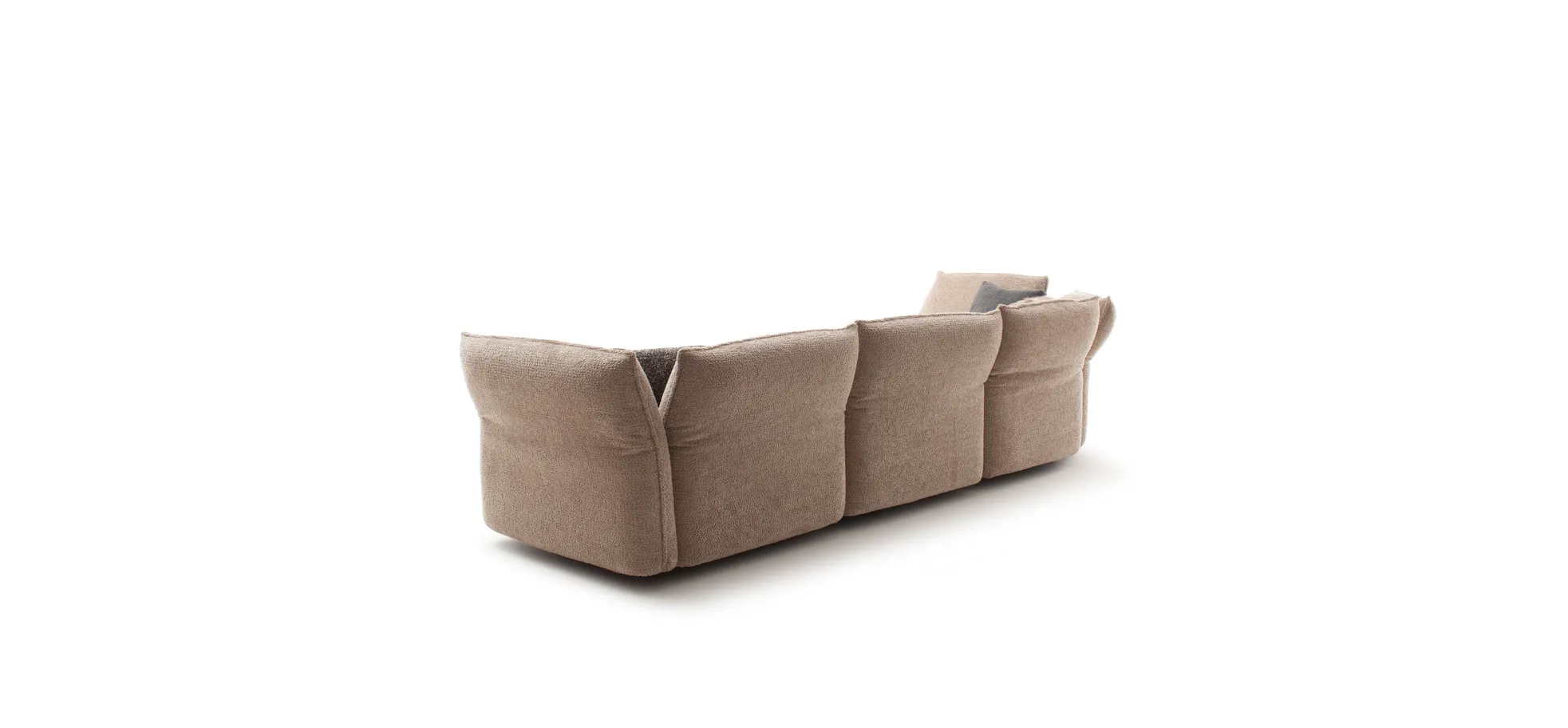 Trapezsofa Motone - Ecke links mit 2-Sitzer, Stoff, Beige