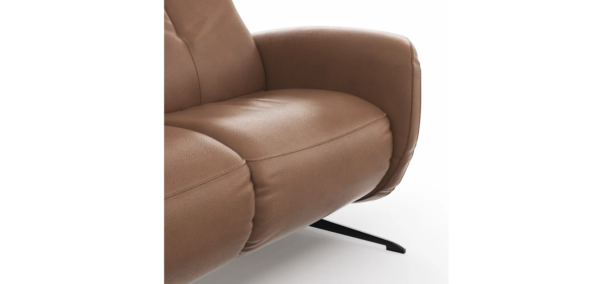 Sofa Sitz.Konzept Sofa - 2-Sitzer inkl. Kopfteilverstellung, Leder, Cognac