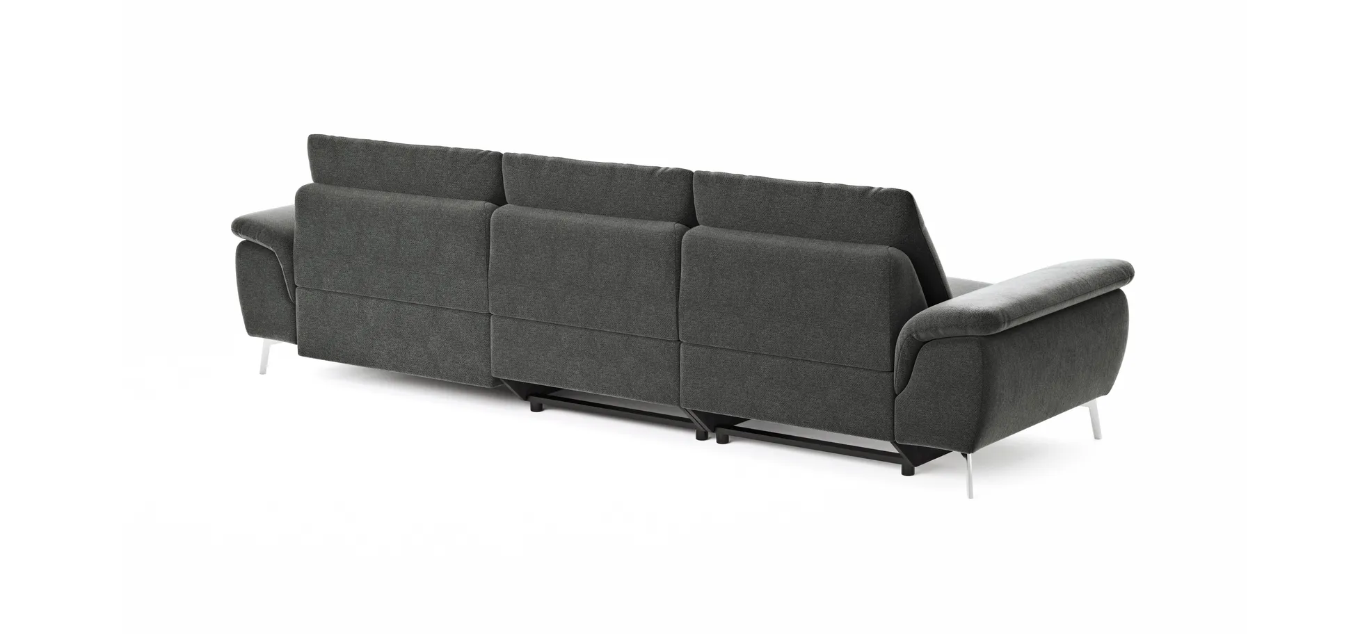 Ecksofa Gotera - 1,5-Sitzer med. + 1,5-Sitzer med. mit Longchair rechts inkl. Rückenlehne verstellbar, Stoff, Anthrazit