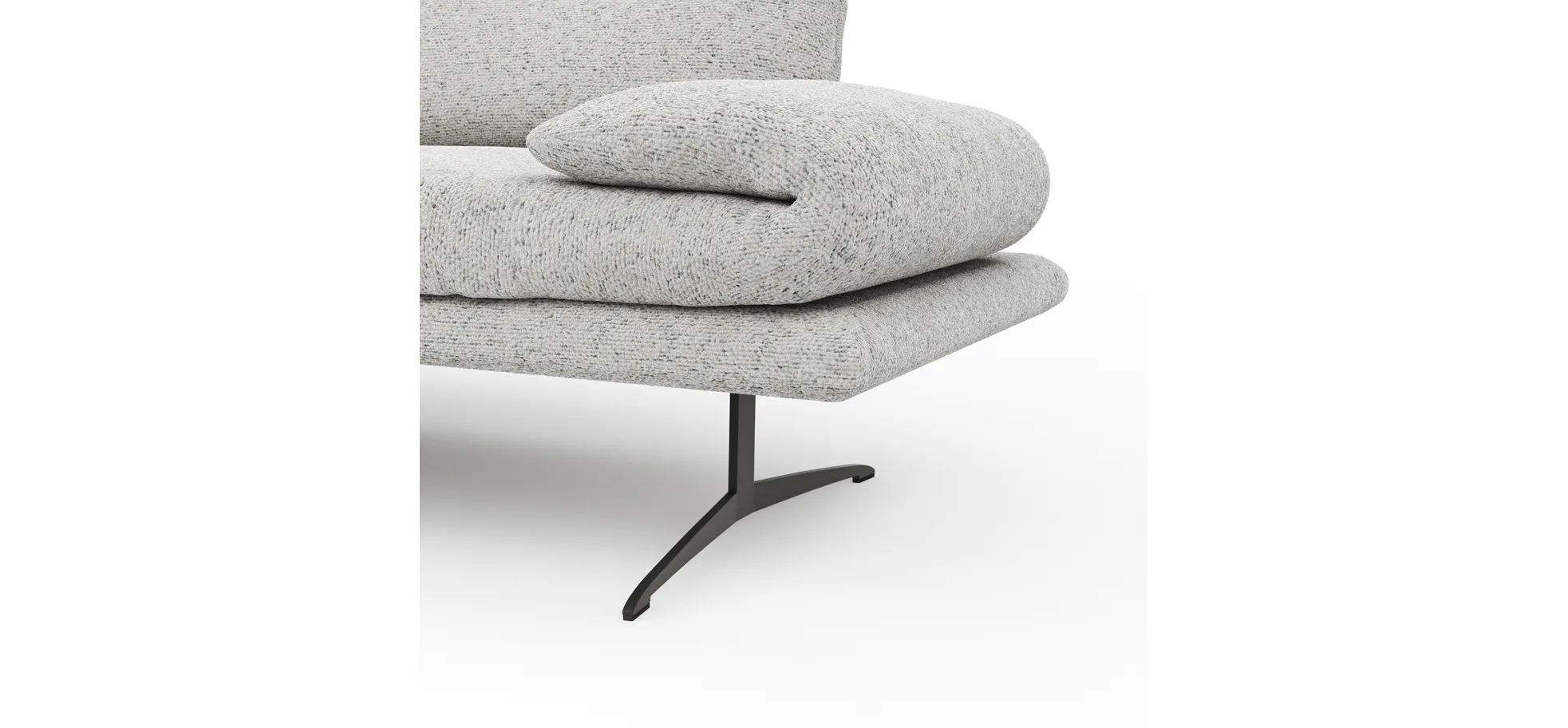 Ecksofa Lucero 2.0 - Longchair mit 2-Sitzer rechts inkl. Sitztiefenverstellung, Drehsitz und Sitztiefe verstellbar, Stoff, Offwhite