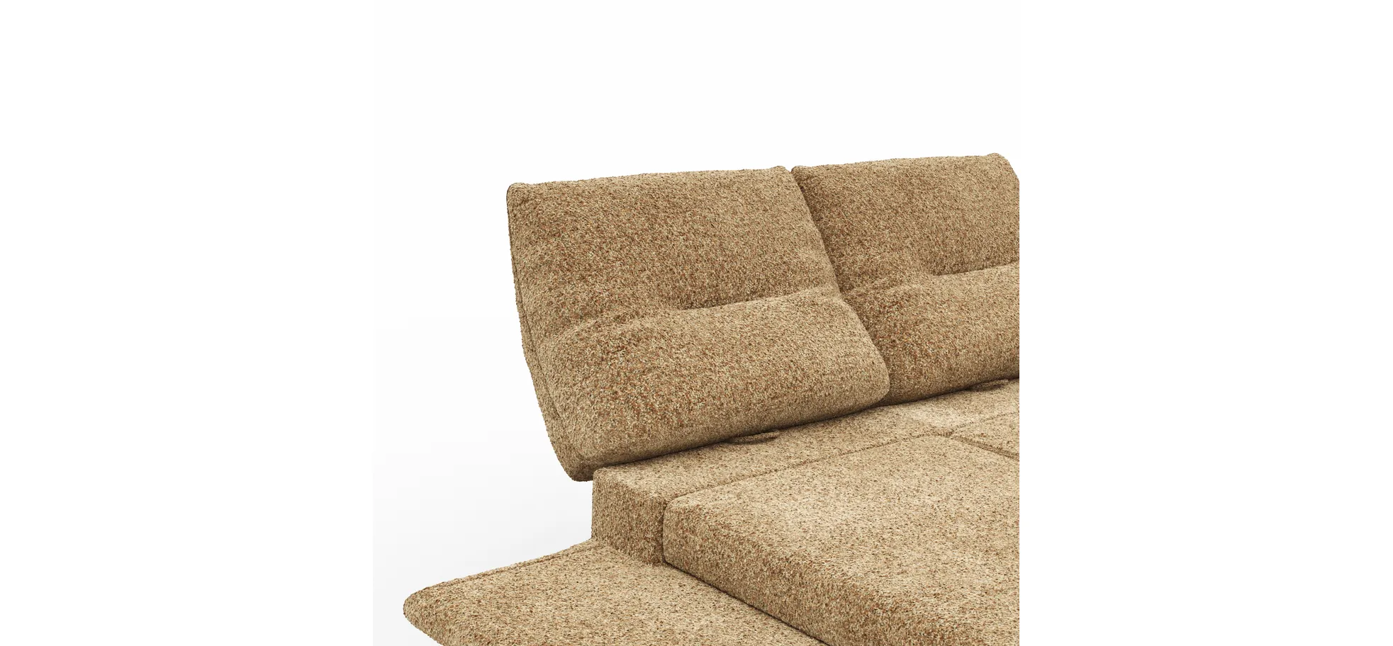 Sofa Lucero 2.0 - 2-Sitzer inkl. Drehsitz, Rollout-Armlehne und Sitztiefe verstellbar, Stoff, Cognac