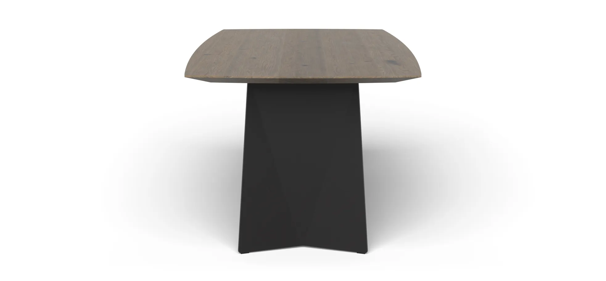 Esstisch 3100 - LB ca. 220x100 cm, Asteiche massiv, Geräuchert, Bianco, Stahlwange, Schwarz
