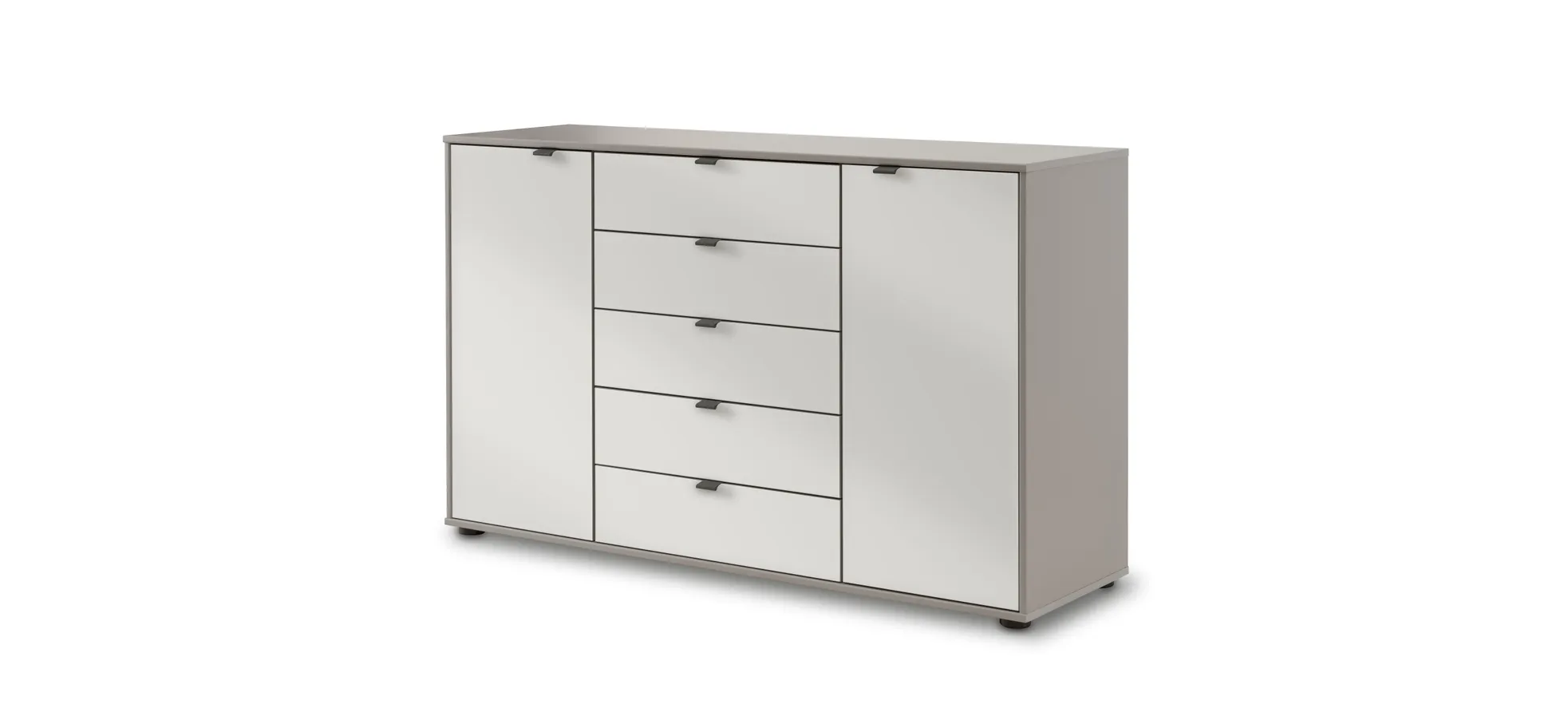 Kommode Marbella - Lack, Grau, Glas, Weiß 134989