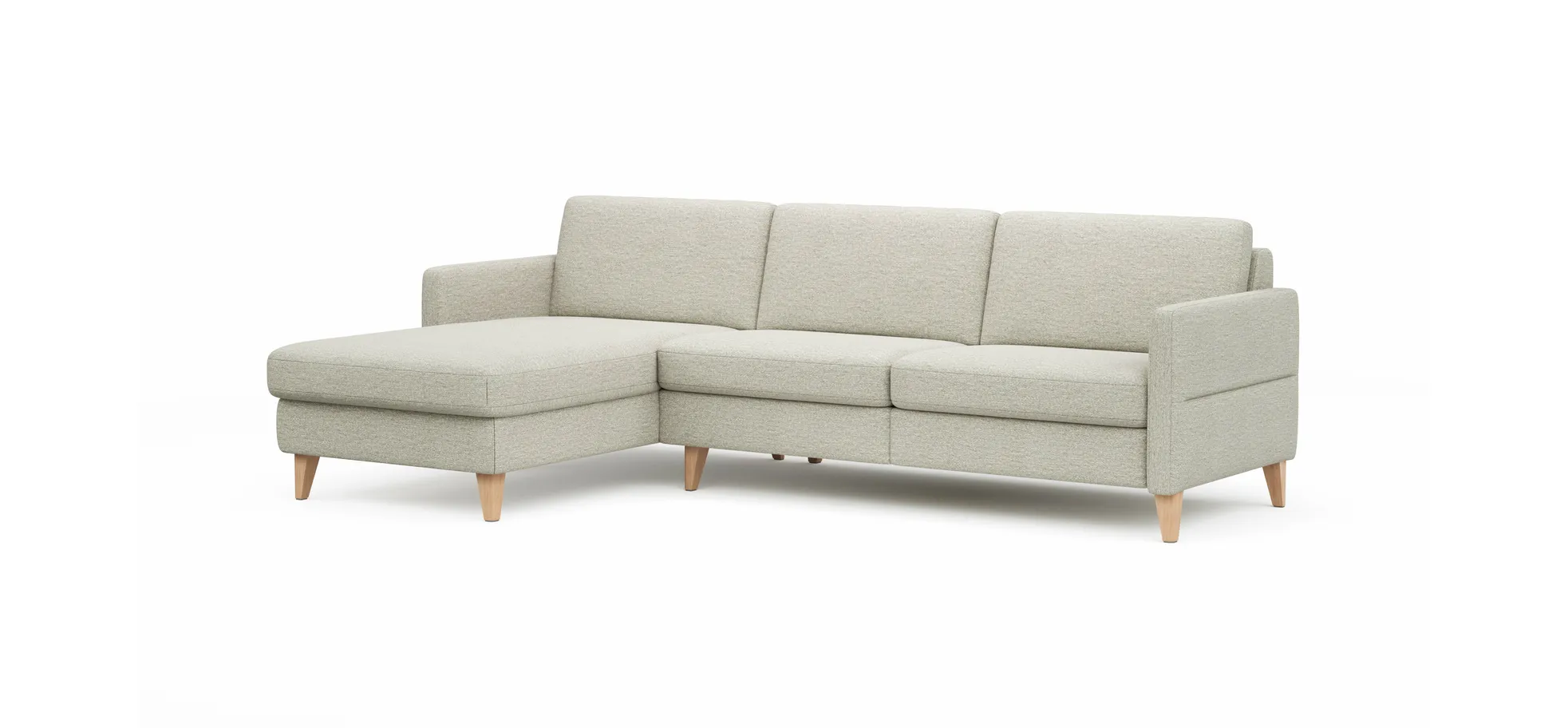 Ecksofa Arima - Longchair links mit 2,5-Sitzer, Stoff, Creme