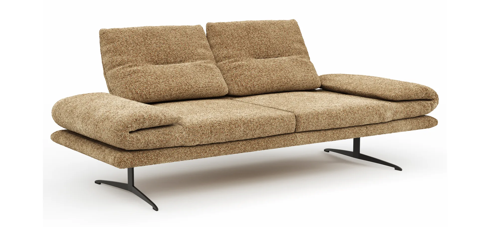 Sofa Lucero 2.0 - 2,5-Sitzer inkl. Rückenlehne verstellbar, Stoff, Cognac