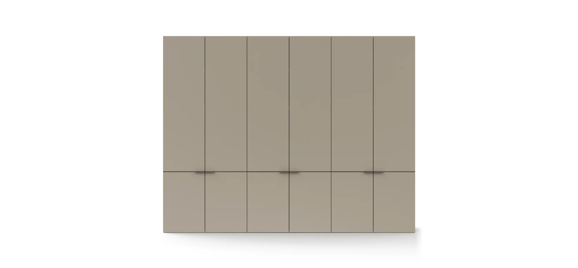 Drehtürenschrank Matera - BHT ca. 301x235x60 cm, Lack Matt, Muschelgrau, Griffe Coffee