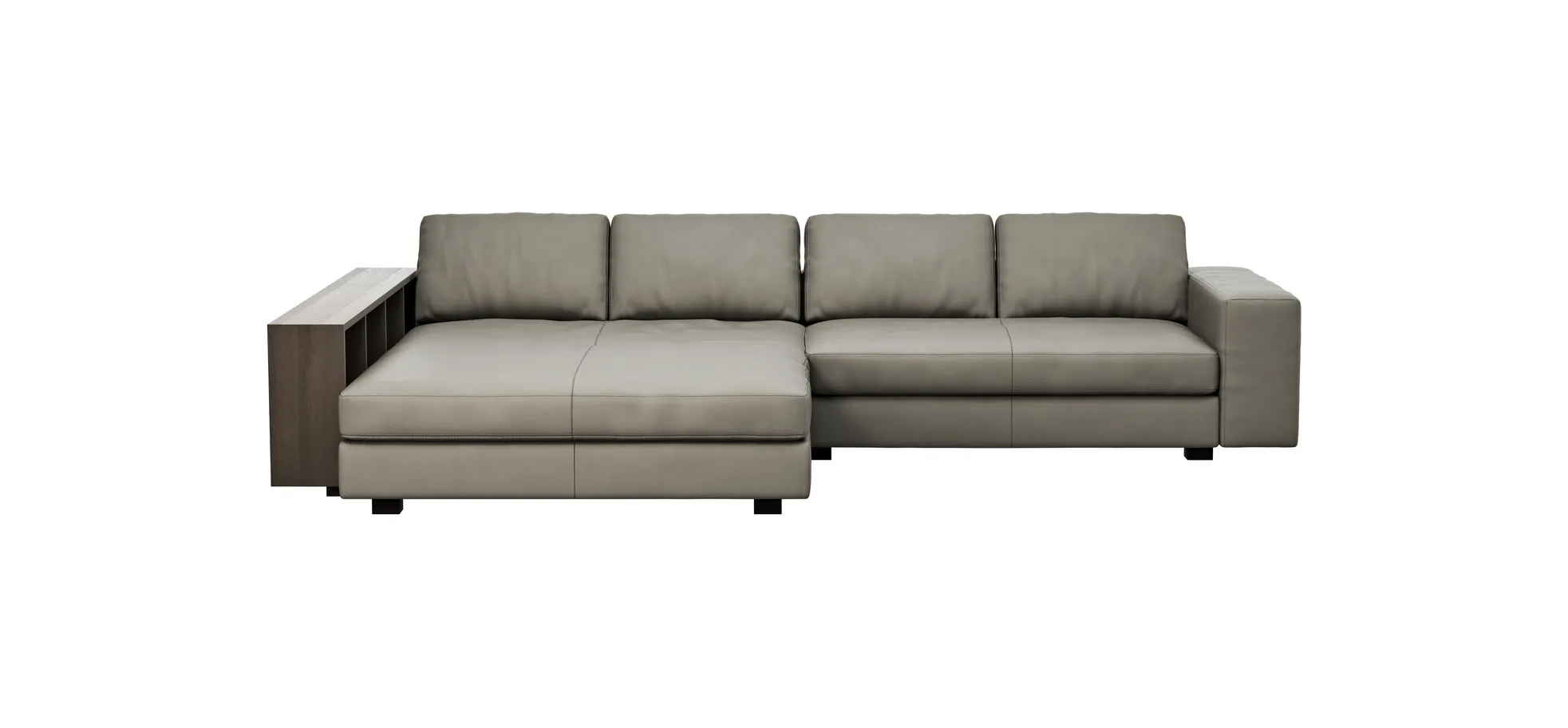 Ecksofa Aprino 1 - Longchair links mit 2,5-Sitzer, Leder, Grau 108112