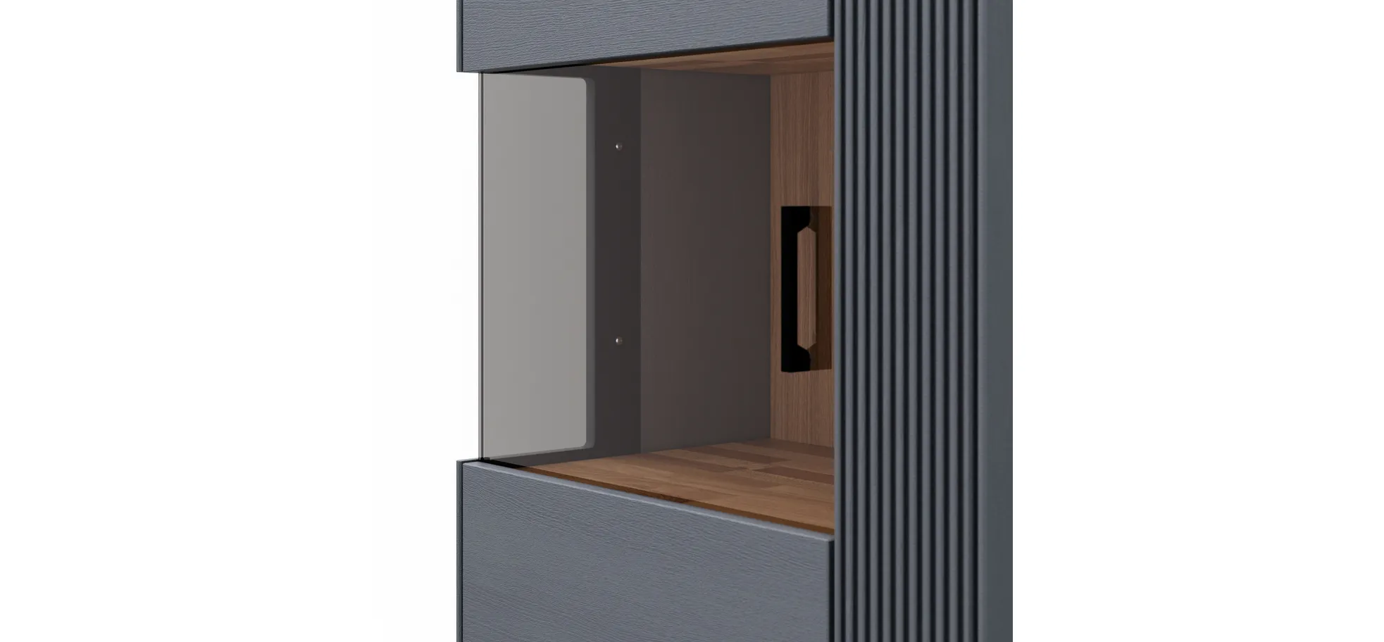 Vitrine Estana - Eiche massiv, Anthrazit