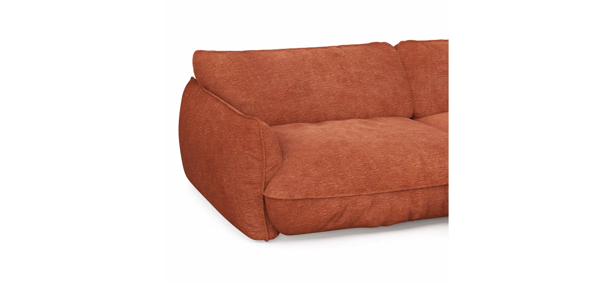 Ecksofa Fluffy - 2,5-Sitzer mit Longchair rechts inkl. Rückenlehne verstellbar, Stoff, Kupfer