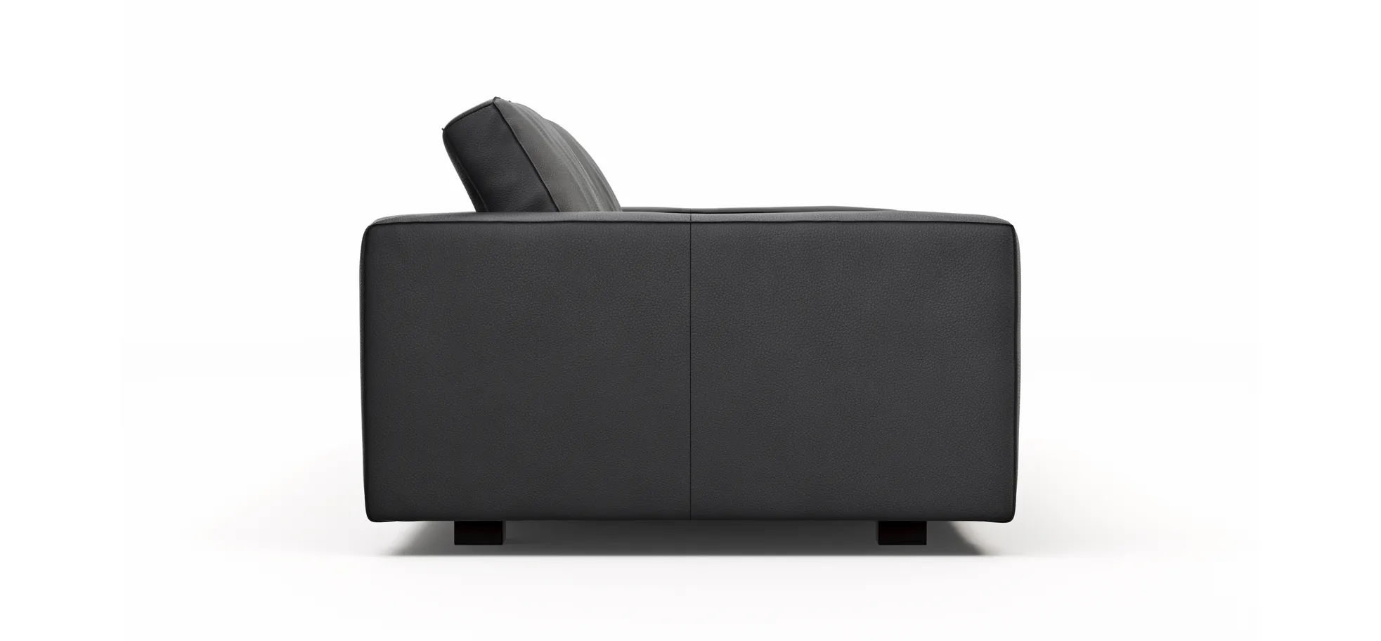 Sofa Aprino 2 - 3,5-Sitzer L, Dickleder, Schwarz, Armlehne Block schmal