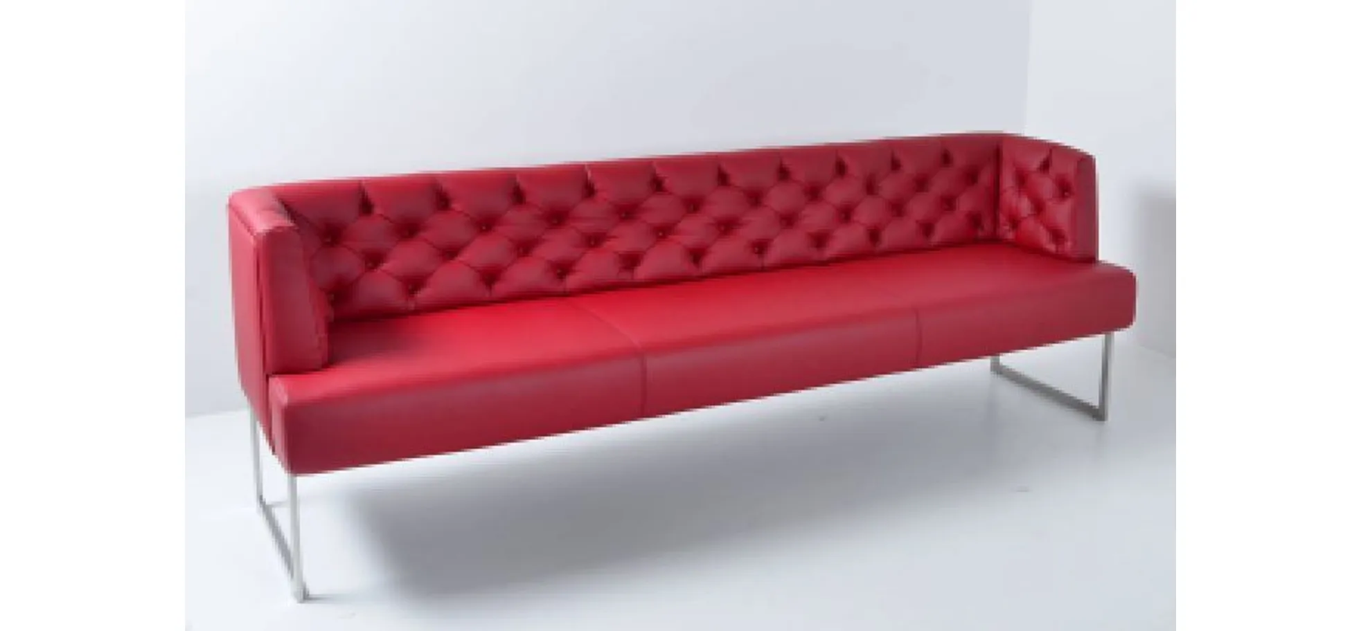 Solobank - Breite ca. 242 cm, Leder, Rot