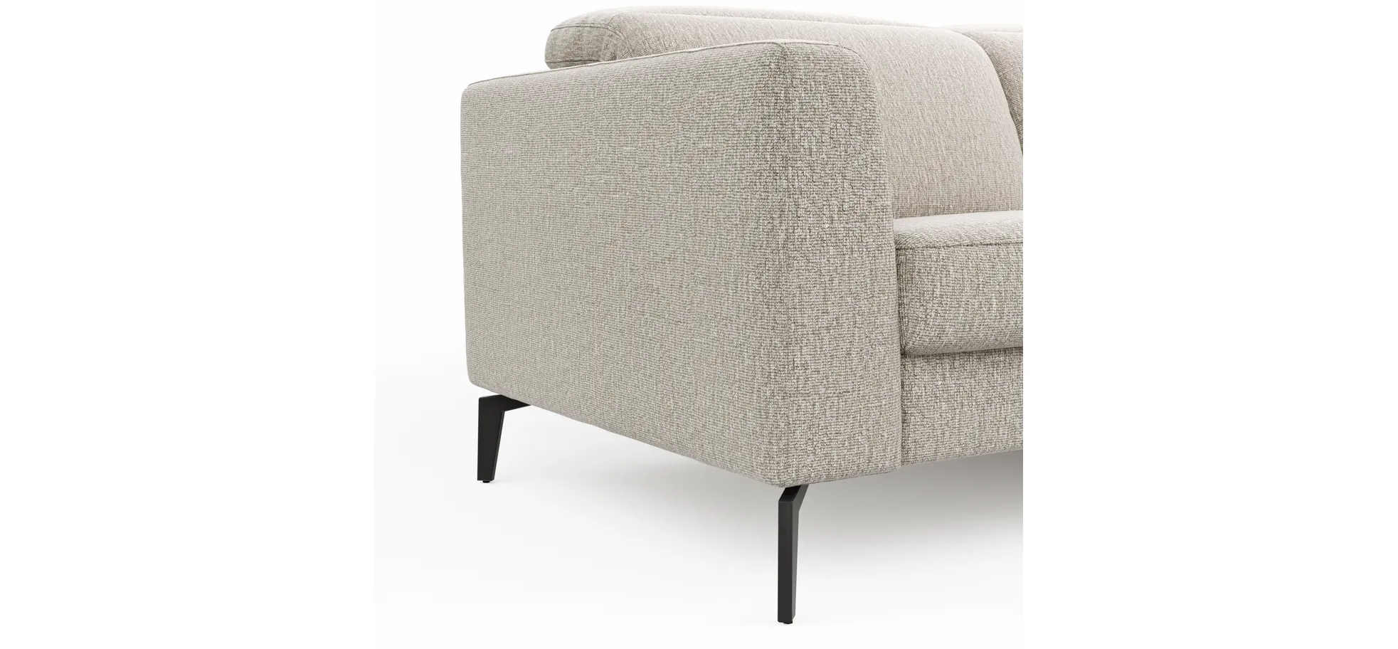 Ecksofa Rafaela 2.0 - 2,5-Sitzer mit Longchair rechts inkl. Sitzvorzug, Kopteilverstellung motorisch und Relaxfunktion motorisch im Longchair, Stoff, Champagner