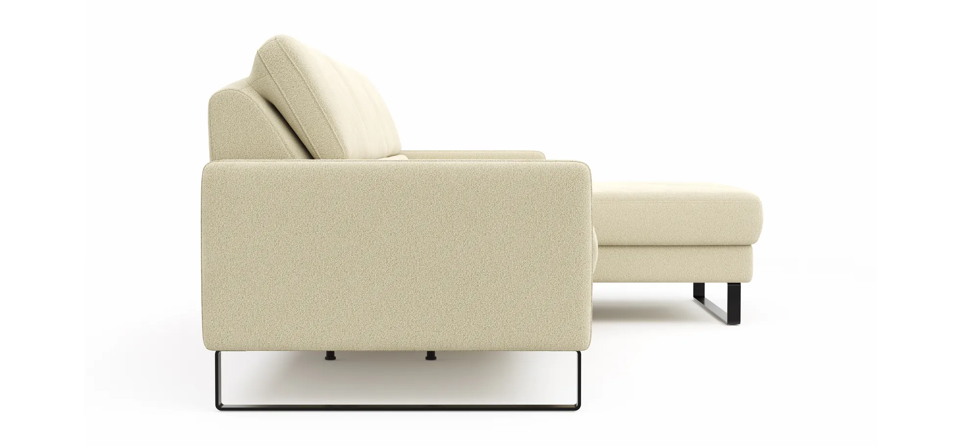 Ecksofa Valera - 3-Sitzer mit Longchair rechts inkl. Rückenlehne verstellbar, Stoff, Natur