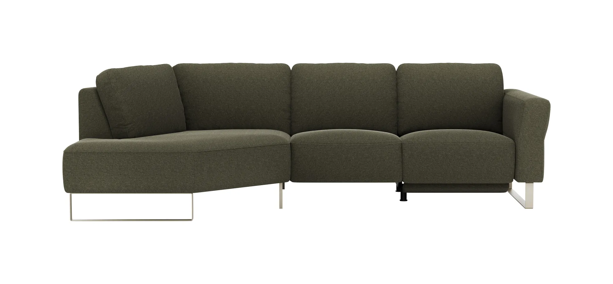 Ecksofa Leona - Ecke mit 2,5-Sitzer rechts inkl. Relaxfunktion motorisch, Stoff, Braungrün 1291427440