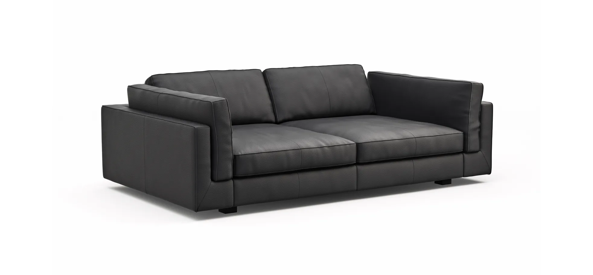 Sofa Aprino 3 - 3,5-Sitzer XXL, Dickleder, Schwarz, Armlehne Kissen