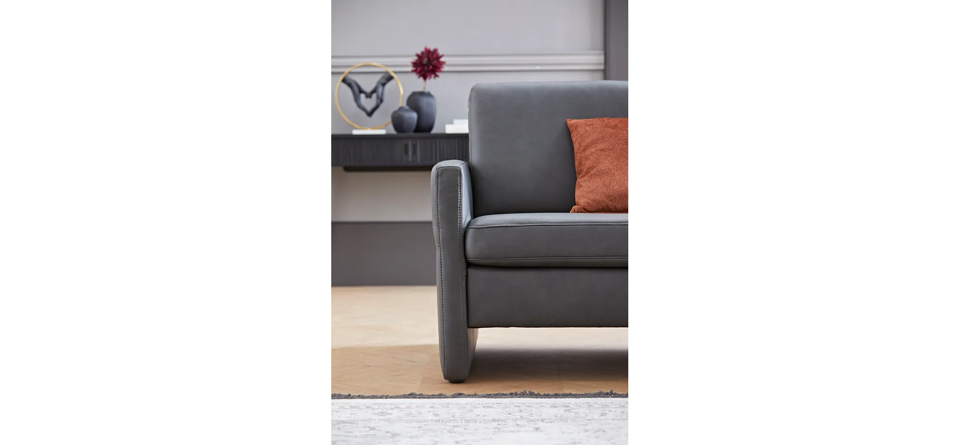 Sofa Arima - 2,5-Sitzer, Leder, Anthrazit