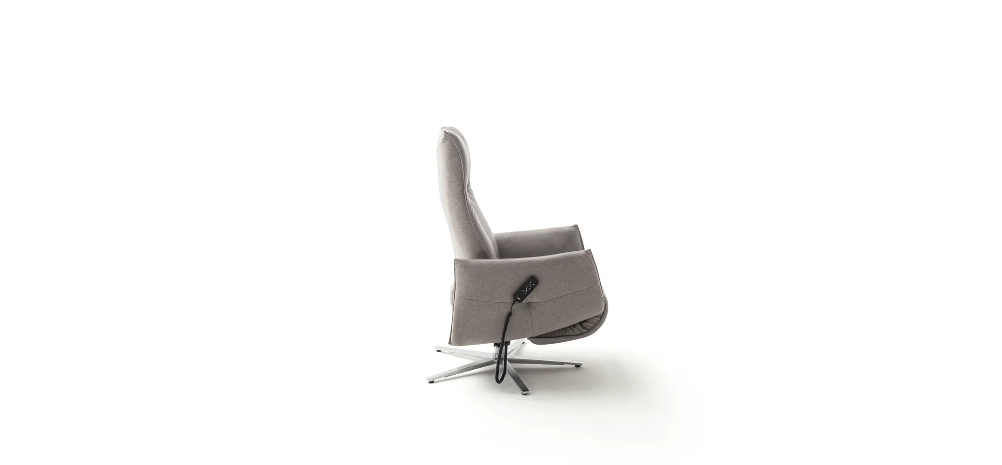 Relaxsessel Marsala - inklusive motorischer Verstellung, Leder, Grau, Stoff, Grau