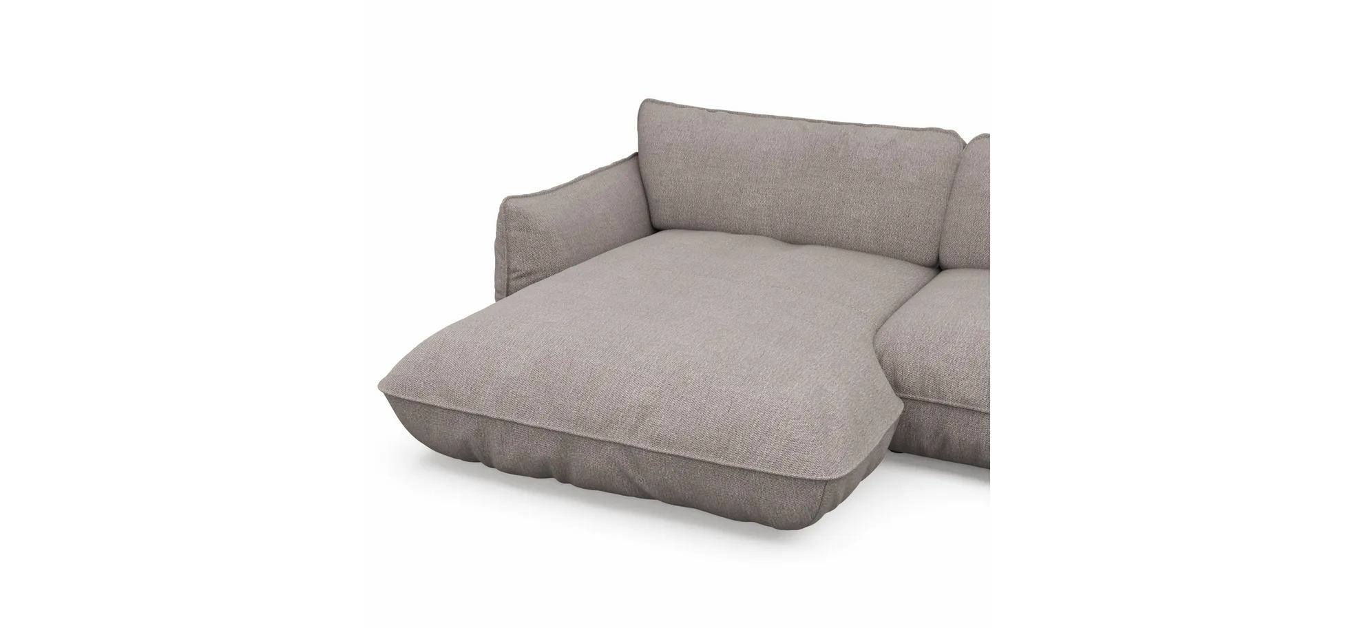 Ecksofa Fluffy - Longchair mit 2,5-Sitzer rechts inkl. Rückenlehne verstellbar, Stoff, Taupe