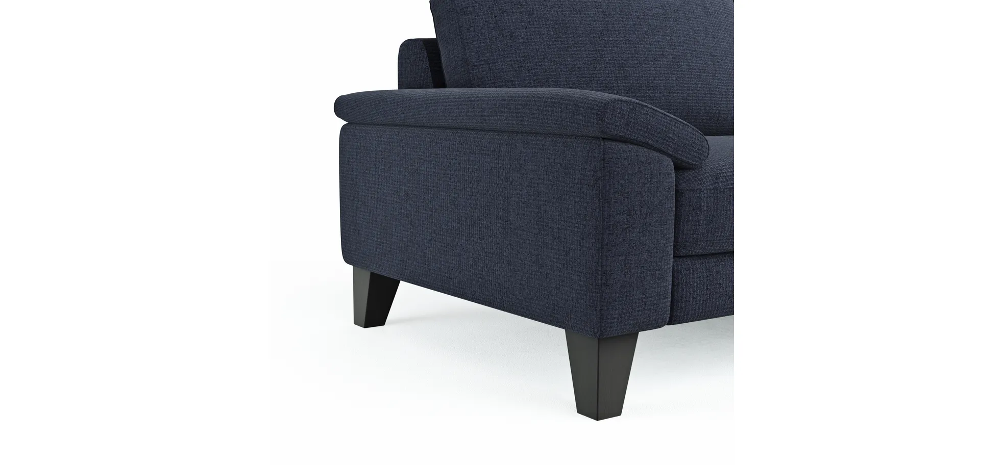 Ecksofa Oviedo - 2,5-Sitzer mit Ecke rechts inkl. Drehsitz, Stoff, Dunkelblau