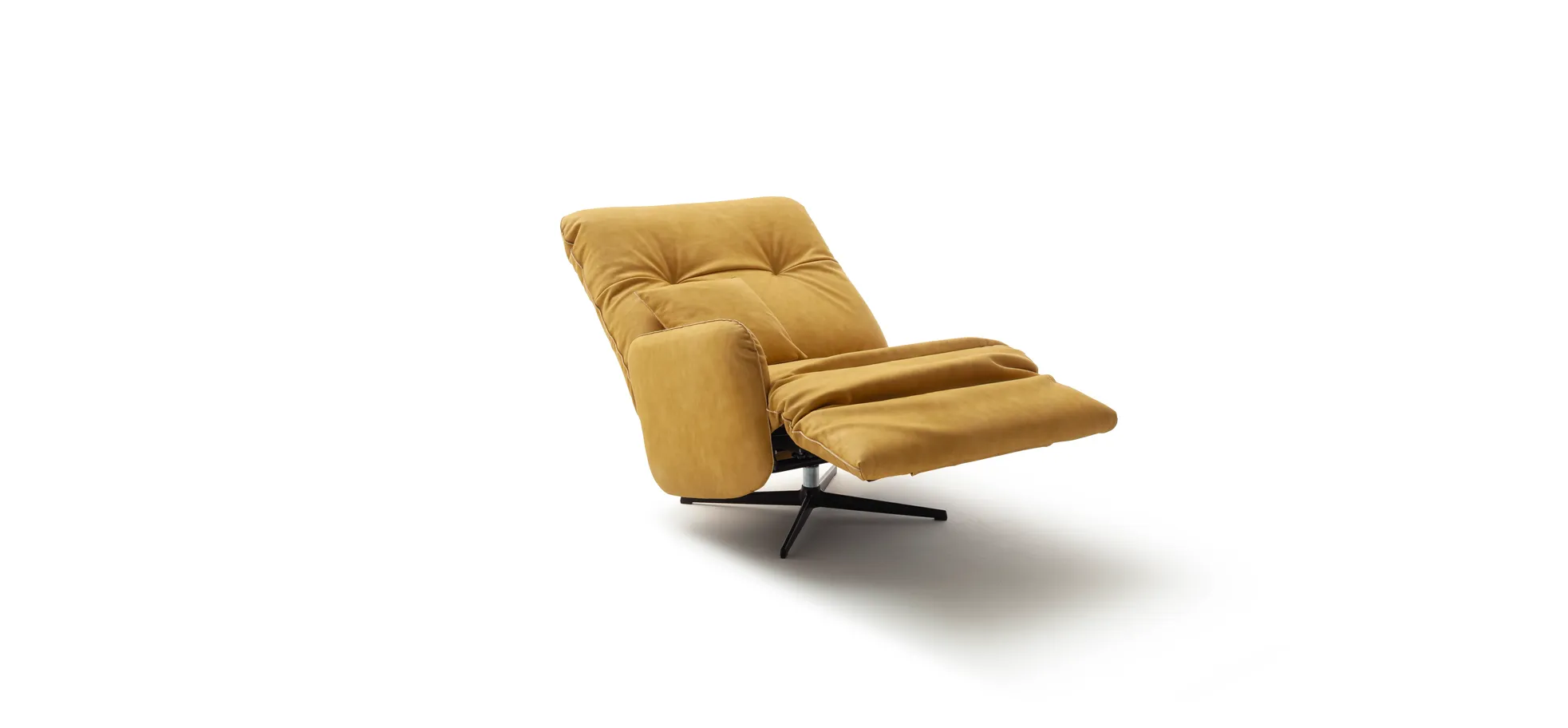 Loungesessel Lovere - Leder, Curry, Armlehne links