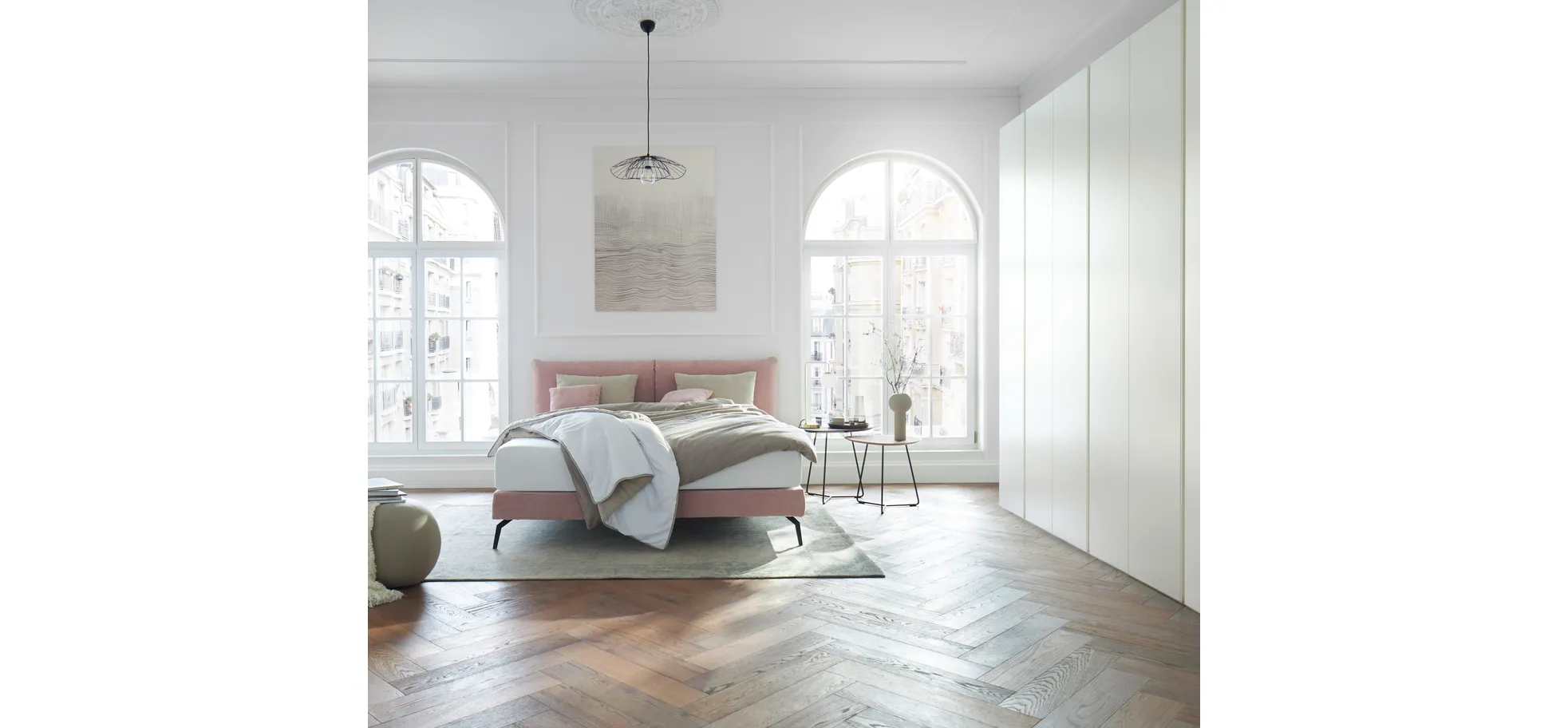 Boxspringbett Delia - Liegefläche 180x200 cm, Stoff, Rose 