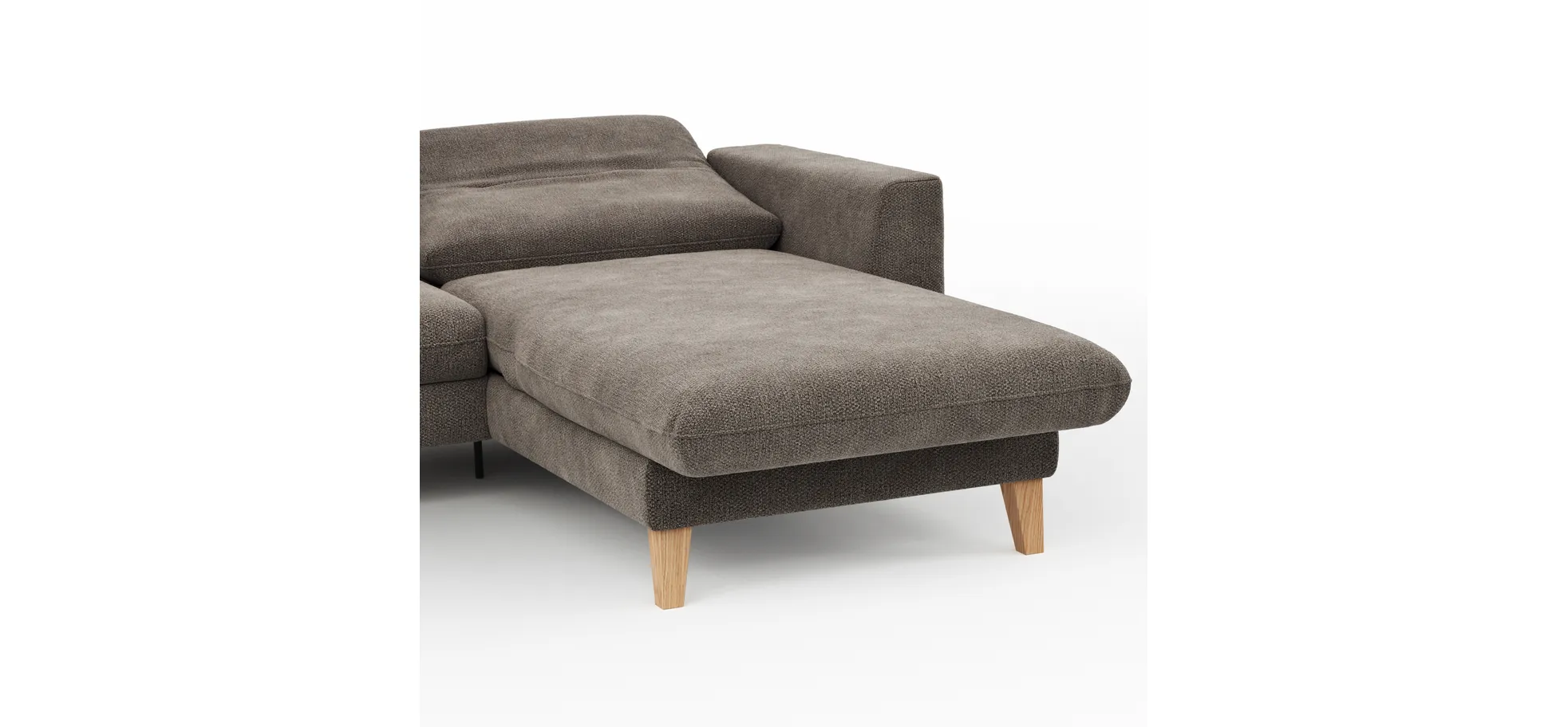 Ecksofa Alegria Plus - 2,5-Sitzer mit Longchair rechts inkl. Kopfteil verstellbar (motorisch+manuell) und Relaxfunktion (motorisch), Stoff, Nougat