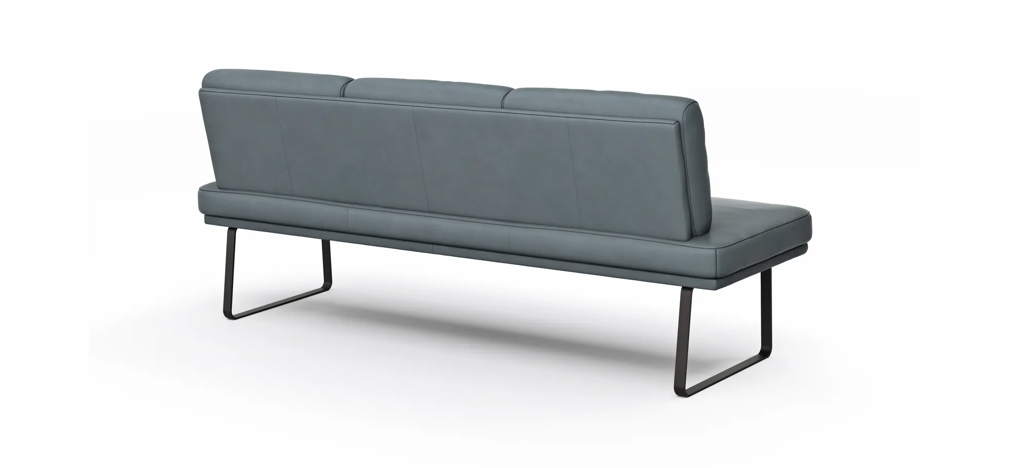 Bank Valloni - B ca. 221 cm, mit Rückenlehne, Leder, Hellblau