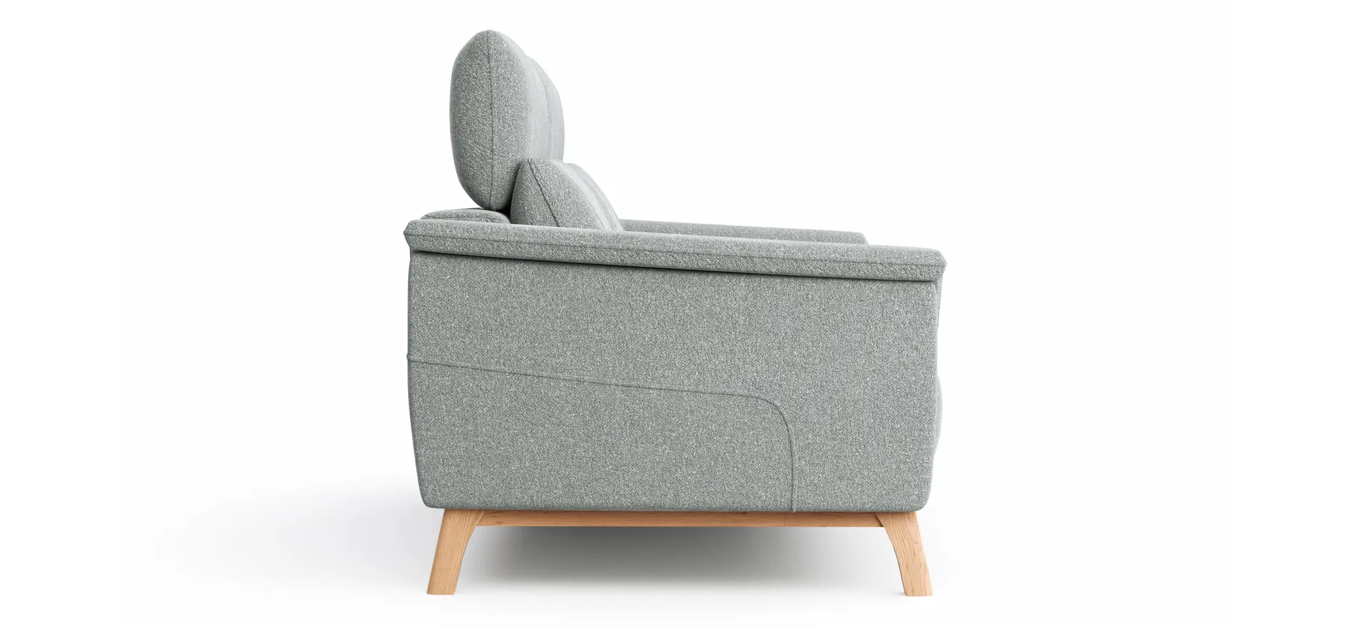 Sofa Nevin - 2,5-Sitzer inkl. Kopfpolsterverstellung, Stoff, Silbergrau