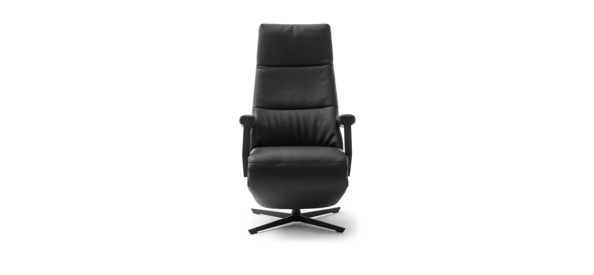 Sessel Possitano - motor. Relaxfunktion und Aufstehhilfe, Leder, Schwarz