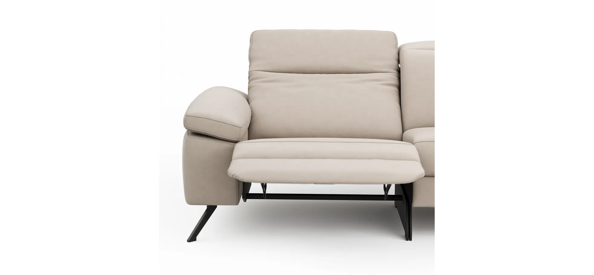 Sofa Rafaela 2.0 - 2,5-Sitzer inkl. 1x Relaxfunktion und Kopfteile verstellbar, Leder, Champagner