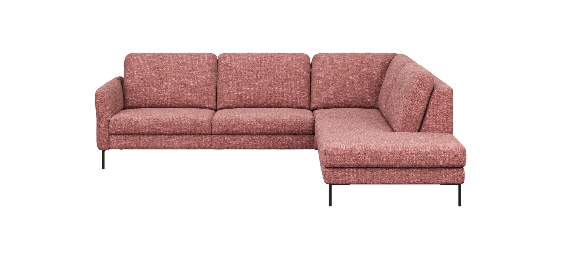 Ecksofa Enna - 3-Sitzer mit Ecke rechts inklusive Sitzvorzug (motorisch), Stoff, Koralle 101862